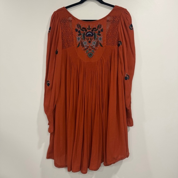 Free People Dresses & Skirts - Free People Women's Mohave Embroidered Long Sleeves Dress Orange Size XS